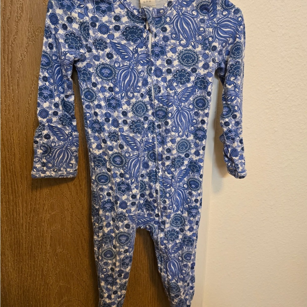 Kate Quinn Blue Floral Zipper Footie